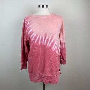 Old Navy Pink Red White Tie Dye Sweater Women Medium Petite